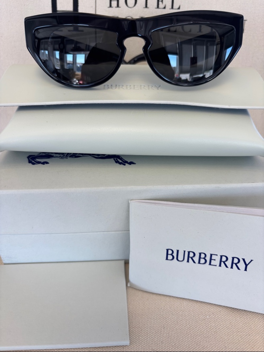 Burberry Glossy Black Cat-Eye Sunglasses